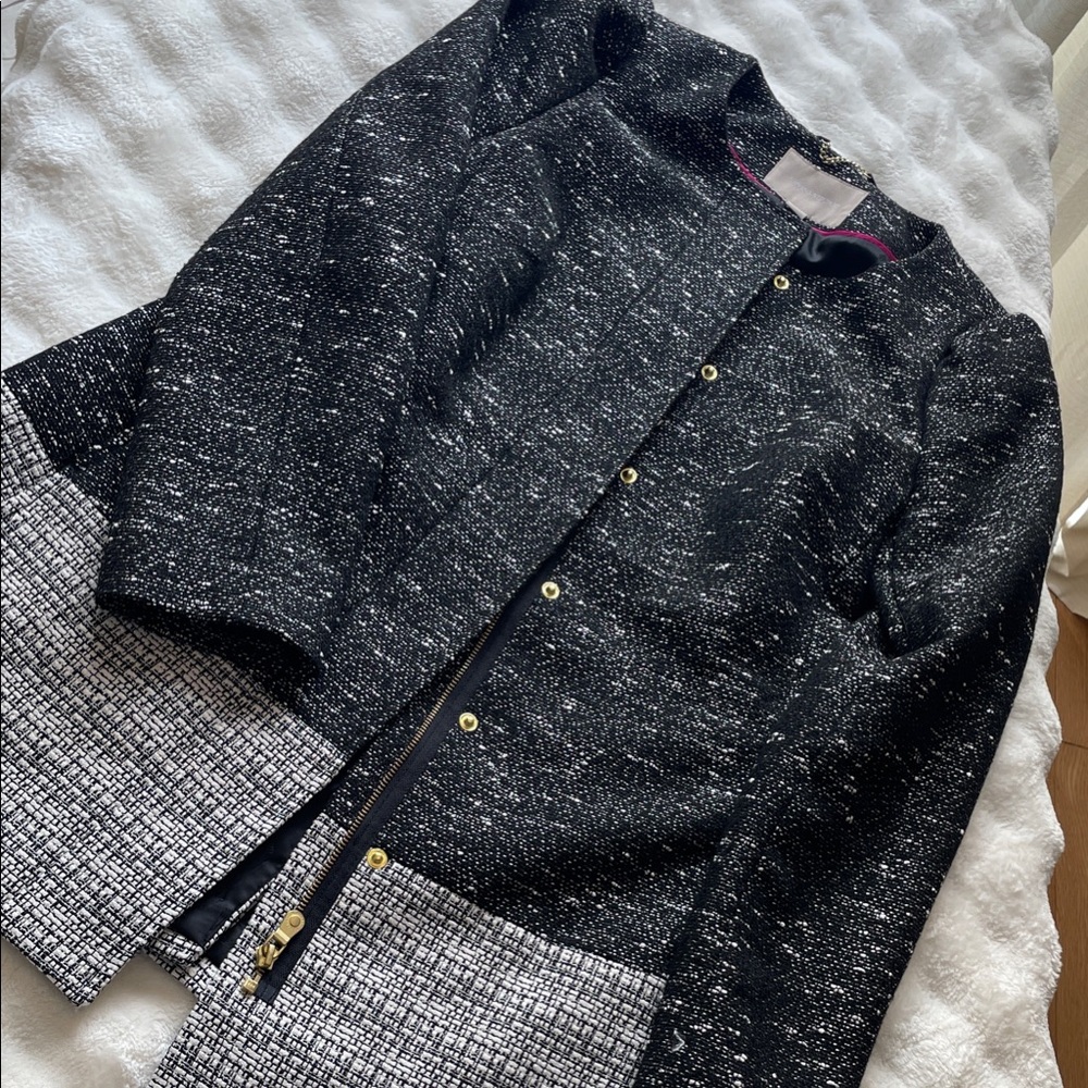 Banana Republic Black and Gray Textured Blazer